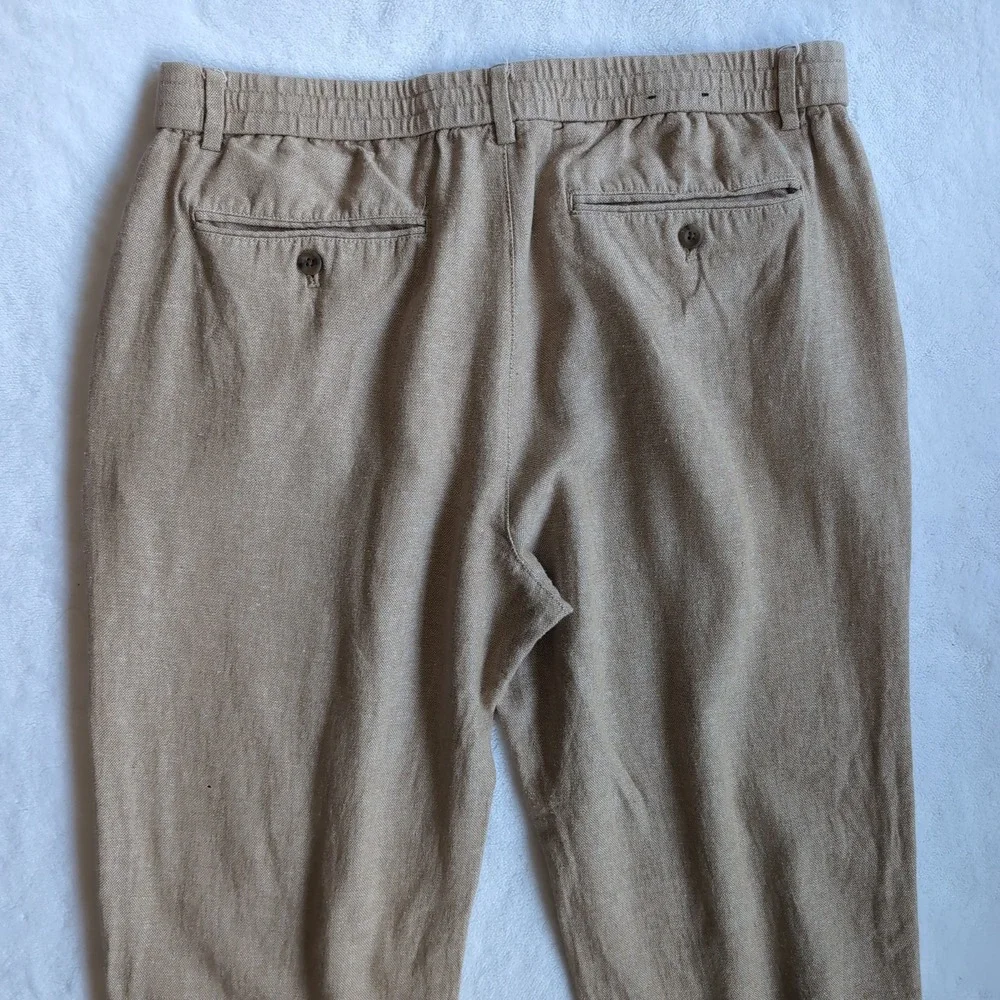Banana Republic Pants Men 36x32* Tan Linen Cotton Blend Athletic Fit Lightweight